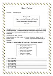 English Worksheet: harry potter