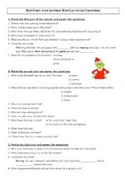 English Worksheet: How Lily stole Christmas