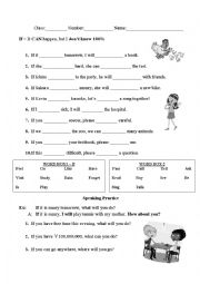 English Worksheet: Writing Practice- Conditional: If...