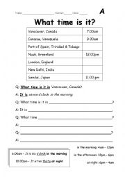 English Worksheet: What time is it?