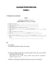 English Worksheet: Dancing with wolves
