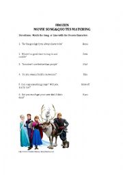 English Worksheet: Disneys Frozen Song Matching Activity
