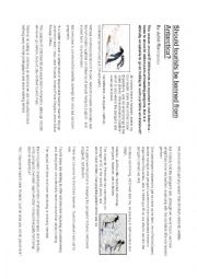 English Worksheet: Tourists in Antarctica: article and vocabulary/grammar questions focusing on reading skills