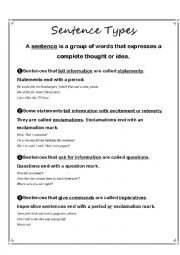 English Worksheet: Sentence Types with End Punctuation