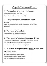 English Worksheet: Capitalization Rules