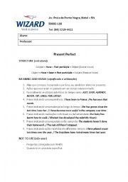 English Worksheet: Present Perfect short explanation and quiz