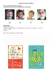 English Worksheet: Adrian Mole worksheet