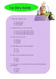 English Worksheet: Complete Toy Story Movie Activity