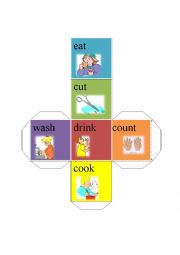 English Worksheet: action verb dice-eat cut drink cook wash count