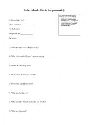 English Worksheet: How to live your life passionately