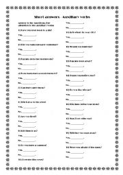 English Worksheet: Short Answers