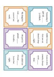 Prepositions_Past Simple Cards