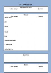 English Worksheet: In a sports shop