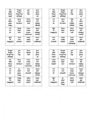 Bingo game with the irregular verbs