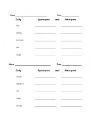 English Worksheet: Synonyms and Antonyms 4B