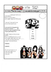 English Worksheet: Kiss I was made for loving you