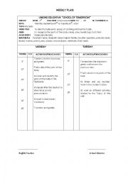 English Worksheet: planificaciones diarias de ingls para escuela