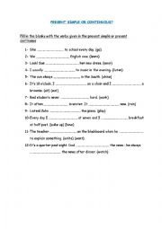English Worksheet: PRESENT SIMPLE OR CONTINUOUS