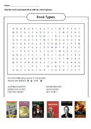 English Worksheet: Wordsearch: Book Types