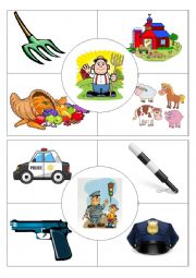 English Worksheet: Job puzzles Farmer&Policeman