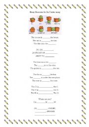 English Worksheet: Busy Beavers: In On Under song 