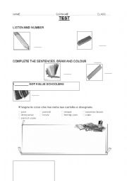 English Worksheet: SCHOOL SUPPLIES - TEST