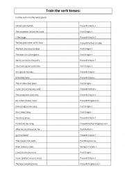 English Worksheet: verb tense training