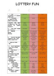 English Worksheet: LOTTERY FUN