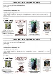 English Worksheet: Final task 6 : write a missing Pet poster