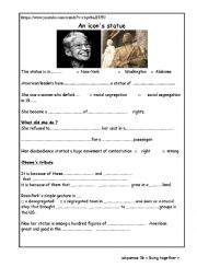 English Worksheet: video study ROSA PARKS STATUE 