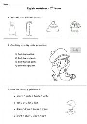 Clothes Worksheet