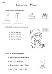 English Worksheet: Clothes Worksheet