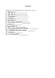 English Worksheet: Colours