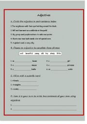 English Worksheet: Adjective - Describing Words