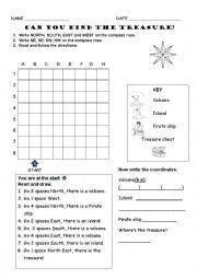 English Worksheet: treasure hunt