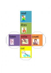 action verb dice-read draw write cut listen count