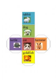 English Worksheet: animal dice-rabbit dog cat goldfish turtle hamster