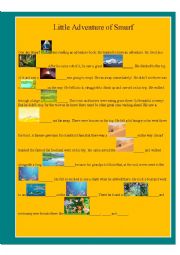 English Worksheet: terrin & landscape worksheet-Little Adventure of Smurf-past tense
