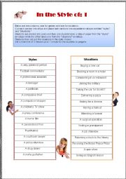English Worksheet: In the Style of 1