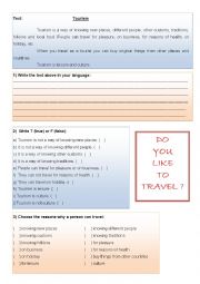 English Worksheet: Tourism
