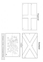 English Worksheet: Color the UK flags!