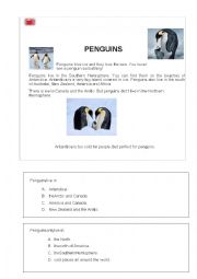 English Worksheet: Penguins