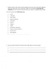 English Worksheet: Icebreakers (speed dating)