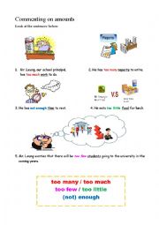 English Worksheet: Commenting on amounts