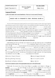 English Worksheet: mid term test 2