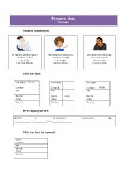 English Worksheet: Completing a form: personal information