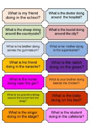 English Worksheet: Present Continuous Speaking Cards