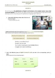 English Worksheet:  Varieties of English -  written test 12th form 