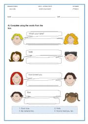 English Worksheet: WHATS YOUR NAME?