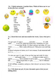 English Worksheet: learning adjectives/ my pet